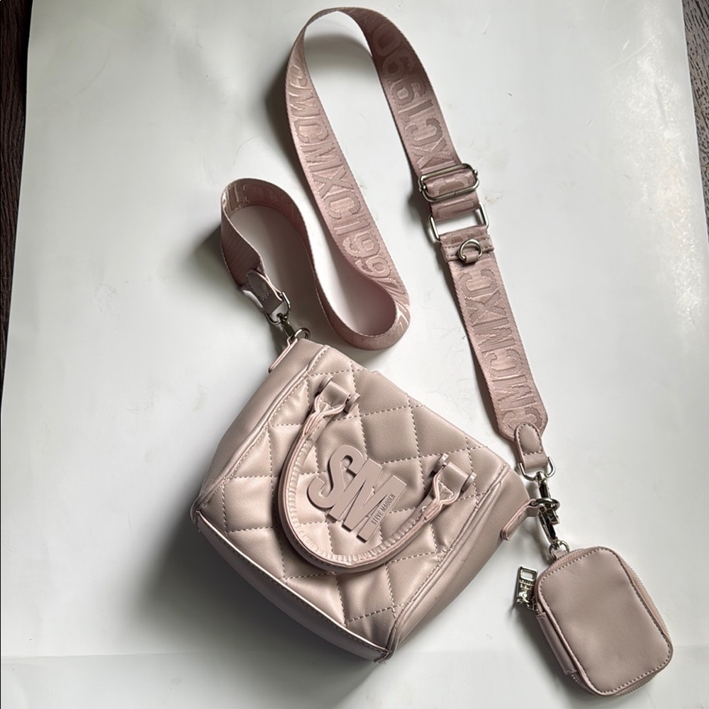 Steve Madden Mini Pink Crossbody Bag with Metallic Finish